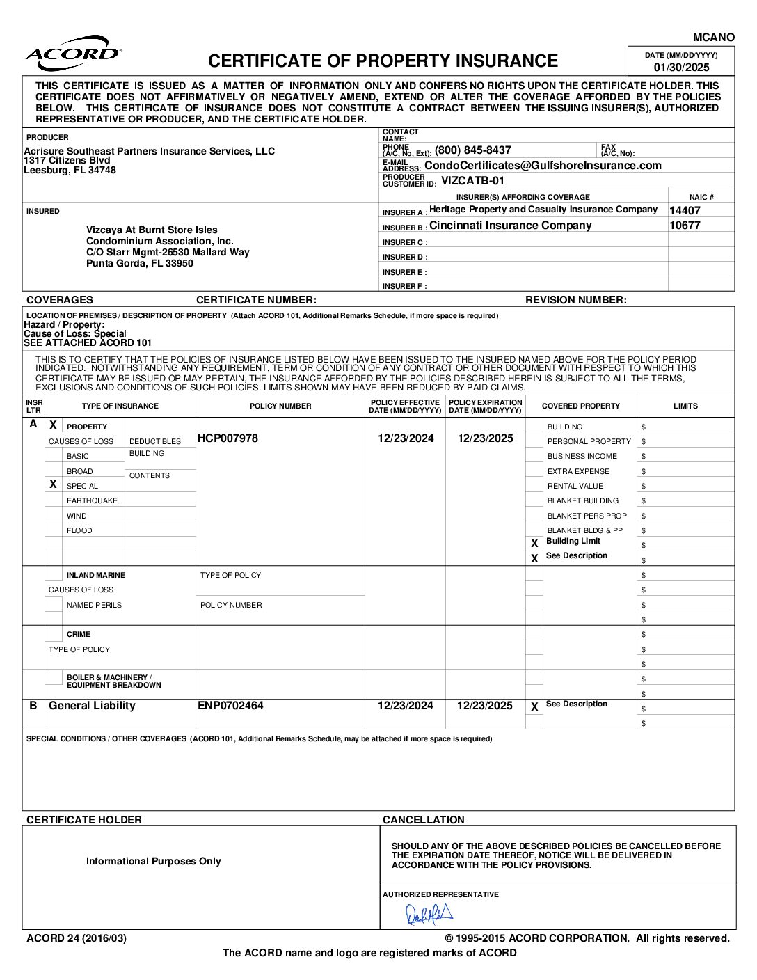 Certificate of Insurance