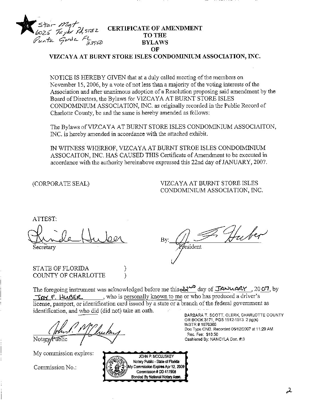 Recorded Amendments mtg Date