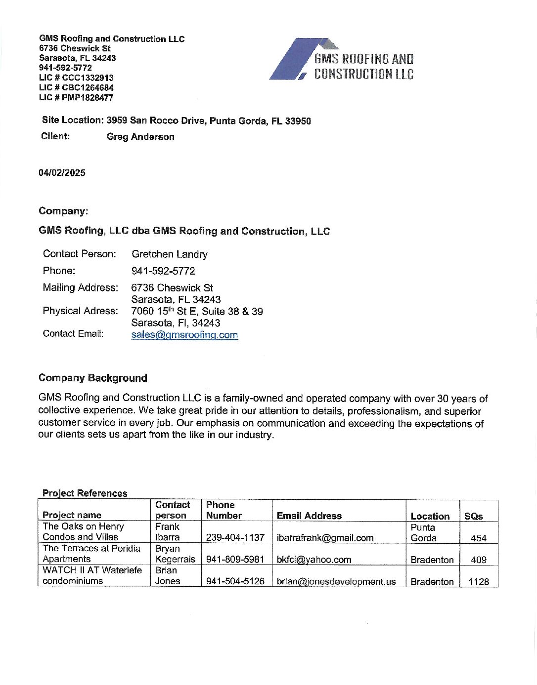 Roof Bid 2025 – GMS Roofing